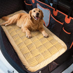 Dog Bed for Car Back Seat Soft Plush Backseat Pet Bed Mat Non-Slip Travel Pet Mat, Fuzzy Plaid Dog Seat Cover, Fit for Backseat Extenders and Trucks SUVs (Light Brown, 54" x 24.8")