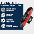 Car Steering Wheel Cover - Microfiber Leather Steering Wheel Wrap Sports 14.5-15 Inch Steering Wheel Cover Non-Slip for Men Women Red Color