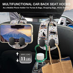 2PCS Car Hooks for Purses Bags, Book Lover Bookish Black Cat Seat Back Storage Headrest Holder Hanger PU Leather Double Metal Backseat Organizer, Women Car Accessories Organization