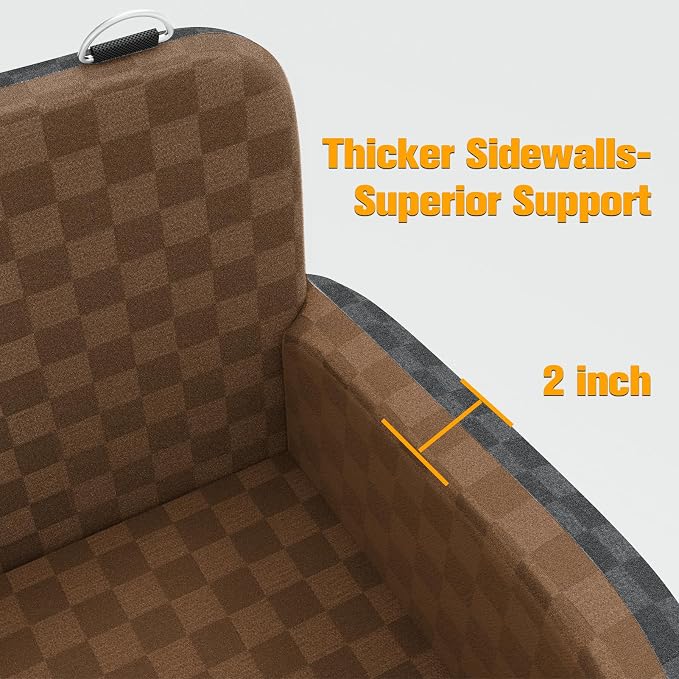 Waterproof Dog Car Seat for Small Medium Dogs, 6in Memory Foam Pet Booster Seat for Dogs up to 26 lbs with Pockets, Detachable Washable Pet Carseat with Y-Shape Safety Belt
