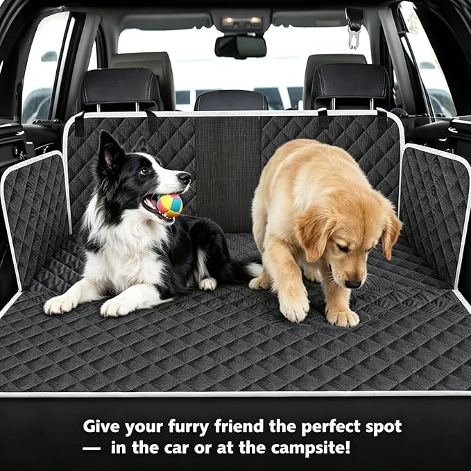 Dog Car Seat Cover for Back Seat, Non-Slip Backseat Cover for Dogs in Car, with Mesh Window Scratch Proof Waterproof Back Seat Protector for Trucks SUVs Most Cars (Black)