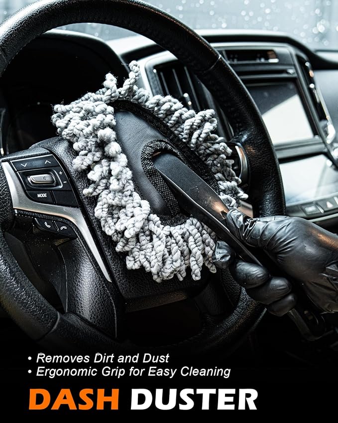 8PCS Car Interior Detailing Kit for Men - 200g Cleaning Gel (185% More Than 70g), Ultra-Soft Detailing Brush Set with Dash Duster, Air Vent Brush & Microfiber Towel