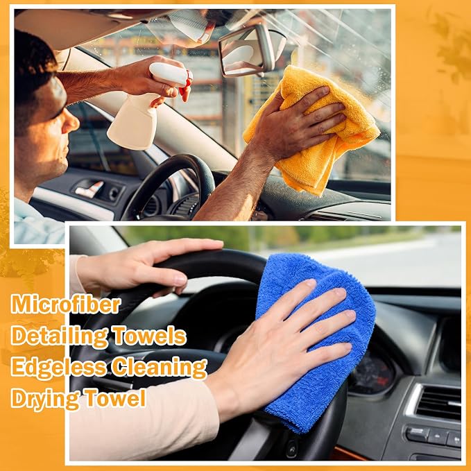 16 Pcs Car Microfiber Towels Buffing Drying Wash Cleaning Cloths Plush Large Towels Thick Care Polishing Detailing Waxing Scratch Proof Towel, 15.75 x 15.75 Inch (Multicolor)