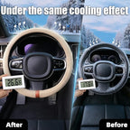 Universal Car Steering Wheel Cover for Summer, Non-Slip Breathable Cooling Steering Wheel Cover Protector with Brown Mark Upgraded Silicone Inner Ring for Summer D Shape & Round Shape, Khaki