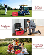Golf Trunk Organizer, Waterproof Car Golf Locker with Separate Ventilated Compartment for 2 Pair Shoes, Golf Storage for Balls, Tees, Cap, Clothes, Gloves, Accessories, Gifts for Men, Women