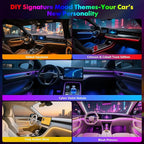Dreamcolor Acrylic Car Interior Lights 22 in 1 RGB LED Strip Lights APP Control Zoned Control System 252 Color Modes DIY Fiber Optic Ambient Lighting Kits Music Car Neon Light Kits New Version