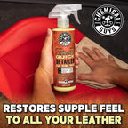 Leather Quick Detailer - Interior Cleaner and Conditioner for Natural, Synthetic, Pleather, and More, Safe for Car Seats, Furniture, Apparel, Shoes & Boots, Leather Scented - 16 fl oz
