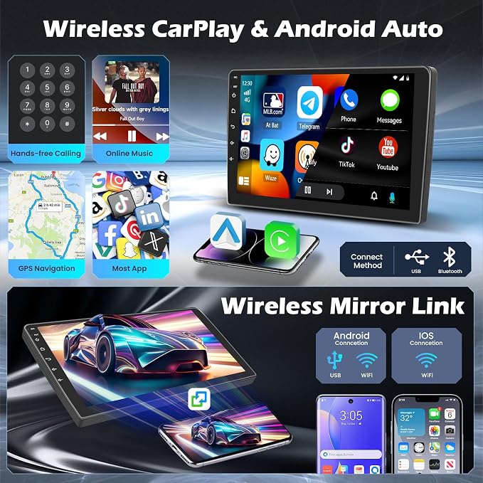 [4+64G] Android 15 Car Stereo for Honda Odyssey EX-L 2011-2017 with Wireless Carplay Android Auto, 9'' IPS Touch Screen Radio Bluetooth Mirror Link GPS WiFi SWC AI DSP/FM/RDS/EQ Backup Cam+Mic