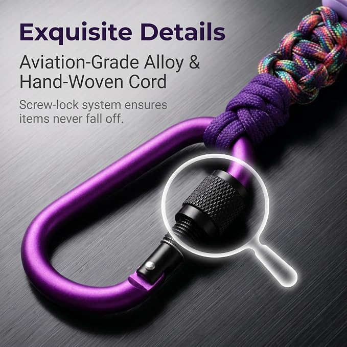 Car Seat Back Hooks 2 Pack - Heavy Duty Rope & Metal Buckle Car Hangers, No Wobble Multi-Purpose Organizer for Grocery Bags, Backpacks, Umbrellas, Trash Bags (Fit Most Vehicles) Purple