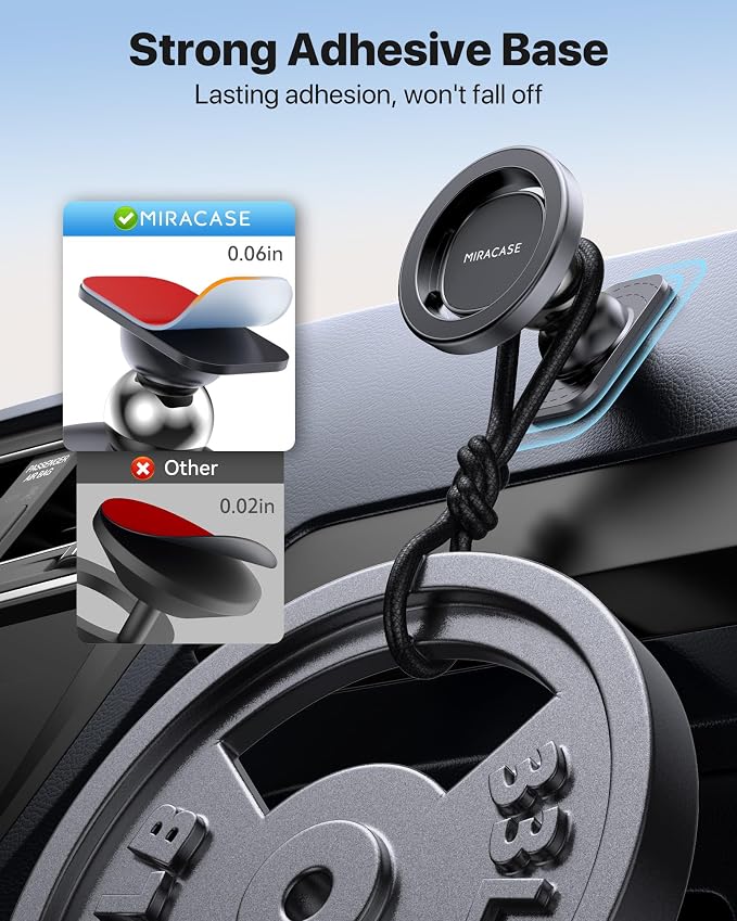 Latest Upgrade for MagSafe Car Mount [33+LBS Strong Suction & 2200gf Magnetic] Small Phone Holders for Your Car Dashboard, 360° Adjustable Car Phone Holder Mount for iPhone Garmin GPS