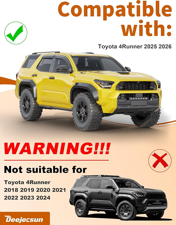 Extra-Thick Window Rain Guards Fit for Toyota 4Runner 2025 2026 Tape-on Window Deflectors Rain Guards Vent Visors Vent Shades Car Accessories 4-PCS