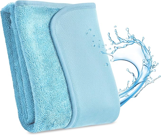 Microfiber Towels for Cars, 35.4" x 23.6" Car Drying Towel, Blue Reusable Car Towel, Quick Drying Car Microfiber Cleaning Cloth for RVs, SUVs, Trucks