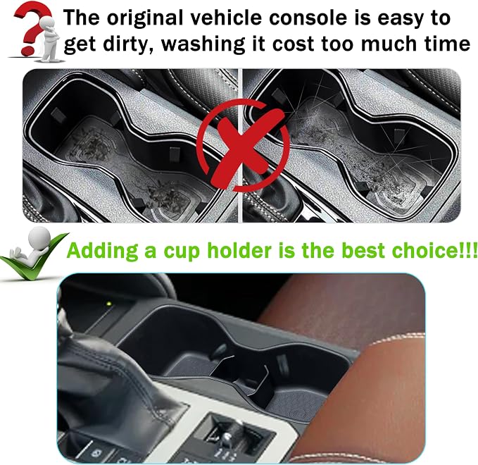 Cup Holder for 2022 2023 2024 2025 2026 Frontier Accessories Center Console Cup Holder Insert TPE Non Slip Drink Holder Organizer Replacement Interior Decoration Black