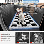 Backseat Dog Bed Non-Slip, Dog Bed for Car Back Seat Soft and Comfortable, Back Seat Pet Bed Mat for Travel, Pet Car Blanket for Backseat Extender and Seat Covers Checkered (51”X 23.5”)