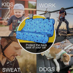 Back Seat Cover for Car Trucks Van SUV Jeep,Waterproof Rear Bench Towel Seat Covers for Dogs and Kids,Automotive Backseat Protector (Blue Marbling)
