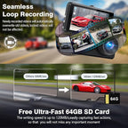 SHRINLUCK 2K Dual Dash Camera for Cars, Free 64G SD Card, FHD 2K+1080P Dash Cam Front and Rear,3.2'' IPS Screen,176° Wide Angle Dashcam,24H Parking Monitor,G-Sensor,Loop Recording,Night Vision,WDR