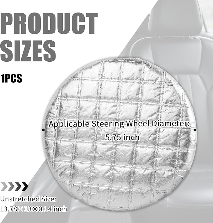 Upgraded Car Steering Wheel Cover Sun Shade,Aluminum Film Car Wheel Cover with 3-Layer Structure for Heat Insulation,Foldable 15.75" Steering Covers for Cars SUVs