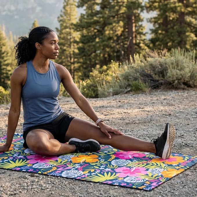 Car Seat Towel Cover – Microfiber Hooded Seat Cover – 30” x 60” Moisture-Wicking Running Seat Protector for Runners – Aloha