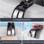 2 PCS Car Headrest Hook Safe Foldable Hidden Seat Hooks, Strong Load Capacity ABS Seat Hanger for Purse Bag Bottle Storage Organizer, for BMW 3 4 5 X1 X3 X5 Accessories with Sporty 3-Color Logo