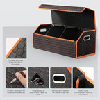 Car Trunk Organizer for SUV and Sedan, Orange-Honeycomb, 29.5 in | Honeycomb Textured Exterior, Extra‑Large, Premium Leather, Magnetic Lid, Collapsible & Adjustable, Water‑Resist & Dust‑Proof