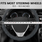Genuine Gray Leather Steering Wheel Cover for Car, Large 15.5-16 inch – Ergonomic Comfort Grip for Men & Women, Car Steering Wheel Cover for Vehicles with Large Steering Wheels