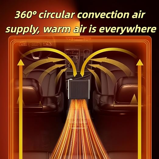 12v Car Heater, Portable Car Heater and Defroster That Plugs into Cigarette Lighter,Windshield Defogger,360°Rotary Defroster 2-in-1 Heater&Cooling Fan (Square)