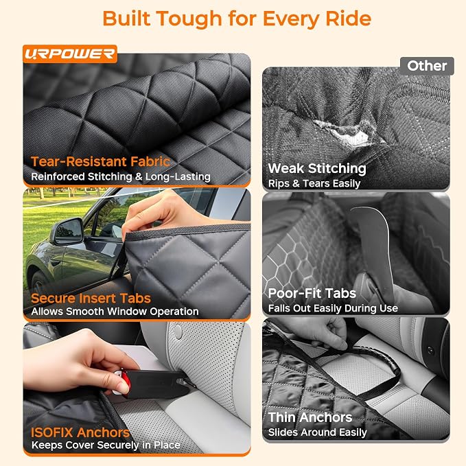 Dog Car Seat Cover for Tesla Model Y & Juniper (2025+) with Door Protectors, Waterproof Seat Cover Hammock 600D Heavy Duty Scratch Proof Nonslip Durable Soft Back Seat Covers