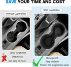 Cup Holder for 2020-2024 Toyota Highlander Center Console Cup Holder Insert Silicone Protector Mat Pad Cupholder Coaster Liner for 2021 2022 2023 Highlander Interior Decoration Accessories Black