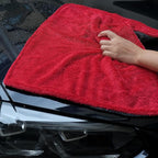 1000GSM Car Drying Towel 18"x24", Edgeless Double Twist Pile, Ultra Absorbent Microfiber Towel, Scratch-Free Lint-Free Streak-Free for Auto Detailing & Car Wash – Red&Grey
