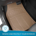 ProLiner Floor Mats for Cars Trucks SUV, 4-Piece All-Weather Car Mats with Universal Fit Design, Durable Car Floor Mat with Capture Ridges, Waterproof Rubber Floor Mat for Cars (Beige)