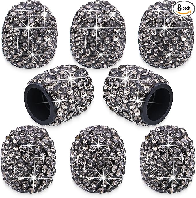 8PCS Bling Crystal Diamond Tire Stem Valve Caps, Dustproof Universal Tire Valve Stem Covers for Cars, SUV, Trucks, Bikes, Motorcycles, Bicycles (Gray)