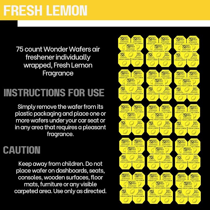 Wonder Wafers 75 Count Air Fresheners Individually Wrapped, Fresh Lemon Fragrance