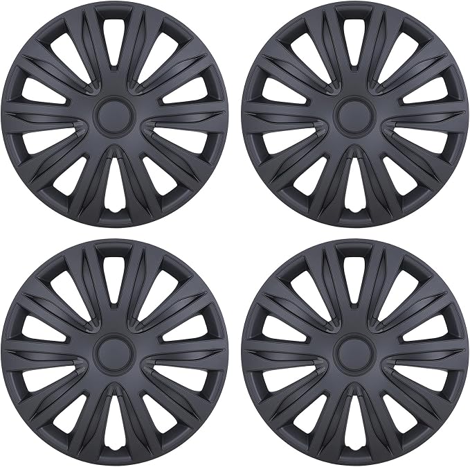 4-Pack 16 Inches Wheel Rim Cover Hubcaps,Redesign Fashion Style Replacement Hubcaps,Car Truck SUV Hub Accessories, Matte Black