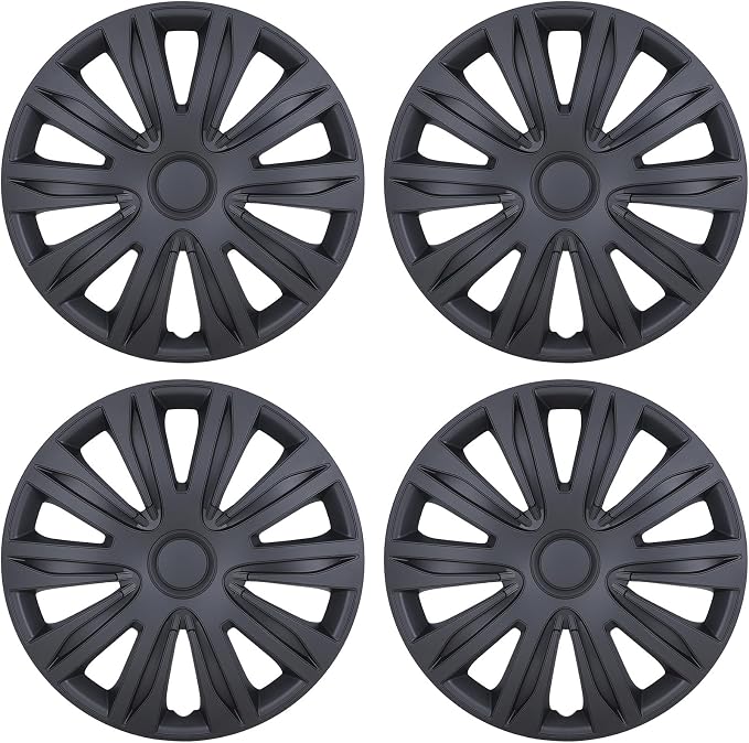 4-Pack 14 Inches Wheel Rim Cover Hubcaps,Redesign Fashion Style Replacement Hubcaps,Car Truck SUV Hub Accessories, Matte Black