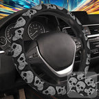 Floral Skull Steering Wheel Cover with 2 Pcs Car Coasters Neoprene Steering Wheel Cover for Women Men Anti-Slip Breathable Car Accessories Universal 15 Inch Fit Auto Cars Trucks