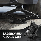 Scissor Jack for Car, 1.5 Ton (3,306 lbs) Scissor Lift Jack with Labor-Saving Ratchet Wrench for Most Cars, 4'' - 15.2'' Lifting Range, TOOLS-00282