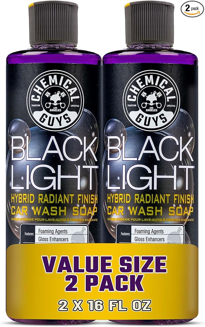 Black Light Hybrid Radiant Finish Car Wash Soap and Superior Surface Cleanser 2 Pack (2 X 16 Fl. Oz.) - Gloss Enhancing pH Balanced Formula for Maximum Shine