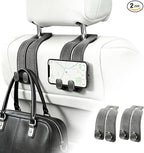SUKIPIN Car Hooks, Car Seat Headrest Hooks for Purses and Bags 2-Pack Gray | Car Accessories for Women, Solid Durable Construction, Quick Tool-free Mounting, Universal Fit for Most Vehicle Headrests