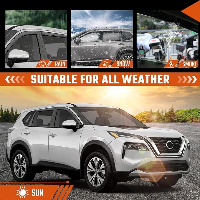 in-Channel Rain Guards Compatible with Nissan Rogue 2021 2022 2023 2024 2025 2026, Extra Durable Side Window Deflectors 2021-2026 Rogue Wind Deflectors Rain Guard Black 4 PCS