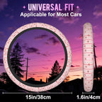 Pink Bows on Stripes Steering Wheel Cover for Women Men Neoprene Breathable Wheel Cover Protector Anti-Slip Car Accessories Universal 15 Inch Fit for Cars Trucks Vehicles