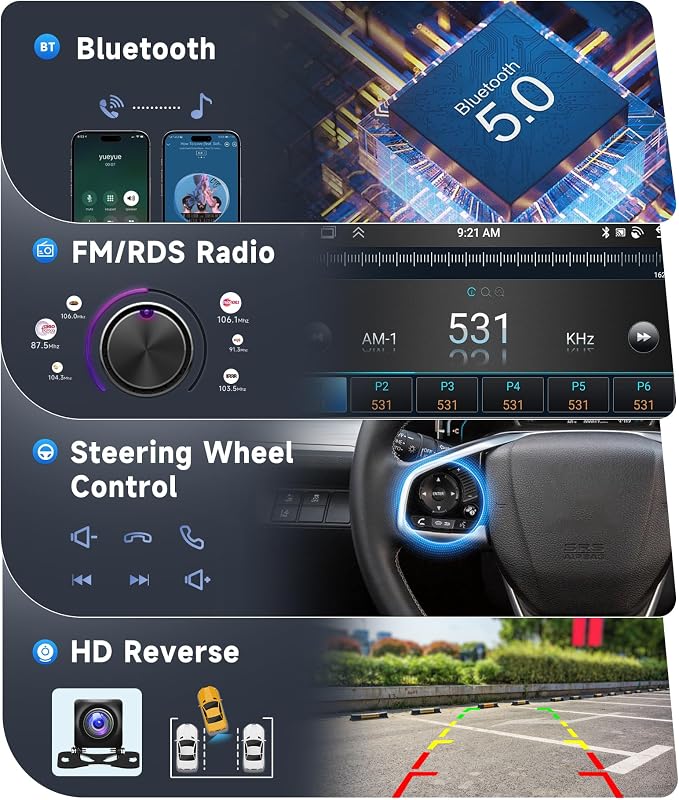 [8 CORE 4G+64G] for Toyota Sienna 2011-2014 Car Radio with Wireless Carplay/Android Auto, 9 Inch Android 15 IPS Touch Screen Car Stereo, Bluetooth, GPS, 5G WiFi, SWC, DSP+HD Backup Camera
