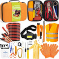 Car Roadside Emergency Kit, Car Safety Kit Portable Car Kits for Emergency with Jumper Cable, Safety Hammer, Orange