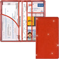 Car Registration and Insurance Holder, Vehicle Glove Box Car Organizer Men Women Wallet Accessories Case with Magnetic Shut for Cards, Essential Document, Driver License, Bling Red