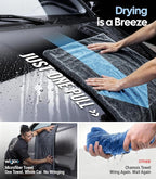 Microfiber Car Drying Towels 36" x 24" [1300GSM Ultra-Absorbent, No Streaks & Scratches] Dual-Sided Edgeless Cleaning Towel with Twisted Loop, for Detailing, Cars, SUV, Truck(2-Size Green Set)