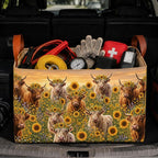 Highland Cow Car Trunk Organizer, 20L Collapsible Auto Storage Basket with Handles, Waterproof Reusable Shopping Grocery Bags for SUV, Truck,Cow Cars Boot Organizer Gifts for Women Men Drivers