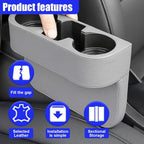 YoRise Car Cup Holder, PU Leather Automotive Cup Drink Holder, Car Seat Gap Filler Storage Box, Multifunctional Front Seat Organizer, Cell Mobile Phone Holder, Coin Bucket (Gray)