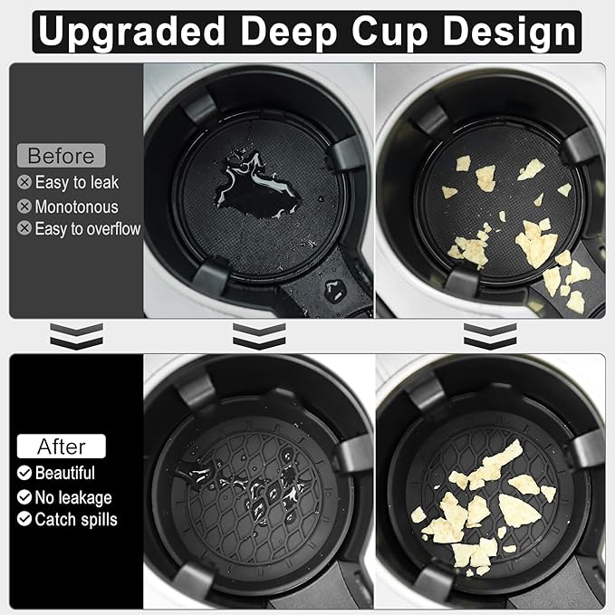 Car Cup Holder Coaster, Silicone Cup Holder Insert, Universal Non-Slip Cup Holders, Car Accessories Interior for Women and Man Interior Sets 4 Pack Black