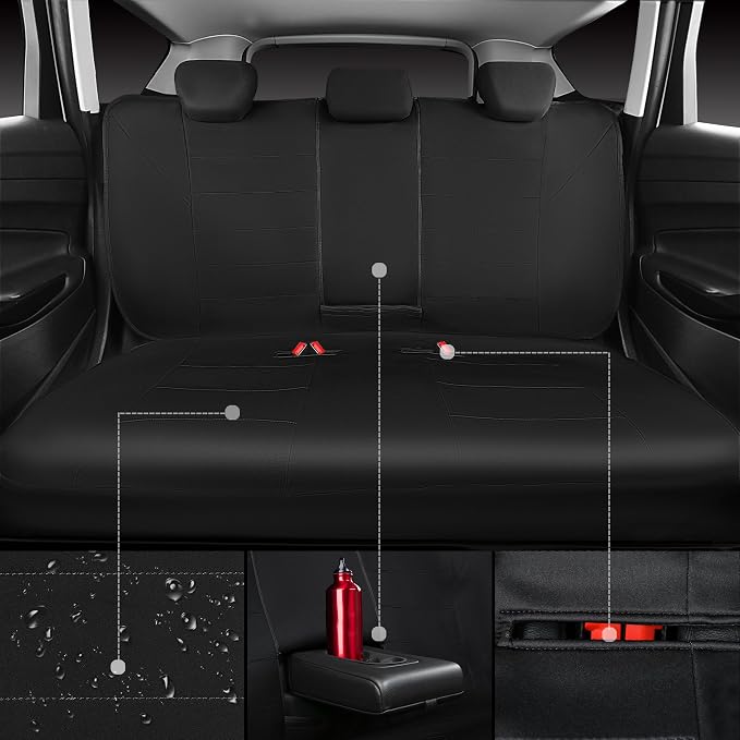 Neoprene Waterproof Seat Covers, Universal Fit Black Full Sets, Protective Interior Covers for Auto SUV, Vans, Sedans, Trucks