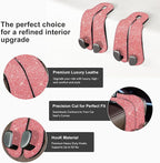 CoBak Purse Hook for Car - Universal Premium Stitched Leather and Aluminum-Magnesium Alloy Double Car Seat Back Storage Hook for Purses, Handbags, Bags (2 Pack),Fuchsia Glitter
