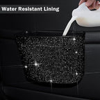 Car Trash Can, Hanging Trash Bin, Leakproof Garbage Organizer, Bling Vehicle Waste Basket, Mini Dustbin Container with Clip for Car, Office, Kitchen, Bedroom, Home and More, Black, Small